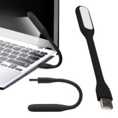 Elastne USB kaabel, mille otsas on lamp öiseks valgustuseks või klaviatuuri valgustuseks, lugemiseks. Ühendatud arvuti USB pesaga.