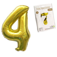 Suur kuldne täispuhutud õhupall number neli.