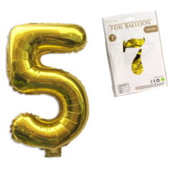 Suur kuldne sünnipäeva õhupall number viis.