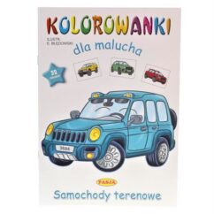 Laste värviraamat, mille kaanel on sinine maastikuauto.
