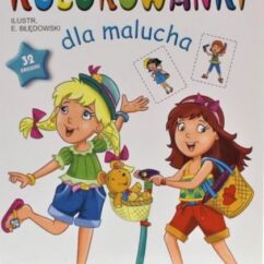 Laste värviraamat valge kaanega, millel on kaks väikest tüdrukut. Üks on tõukerattaga ja teine seisab kõrval.