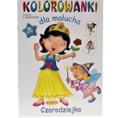 Laste värviraamat valge kaanega, millel on printsess kollase seelikuga ja tiibadega haldjas.