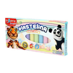 Plastiliinipulgad pastelsetes toonides pakendis, millel on sõbraliku näoga panda ja tiiger.