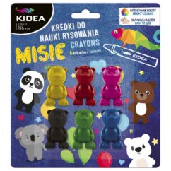 Kidea sinistes toonides blister pakend, millel on joonistamiseks mõeldud mõmmikukujulised värvipliiatsid.