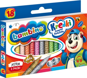 Bambino värvipliiatsid karbis, mille kaanel on karu.